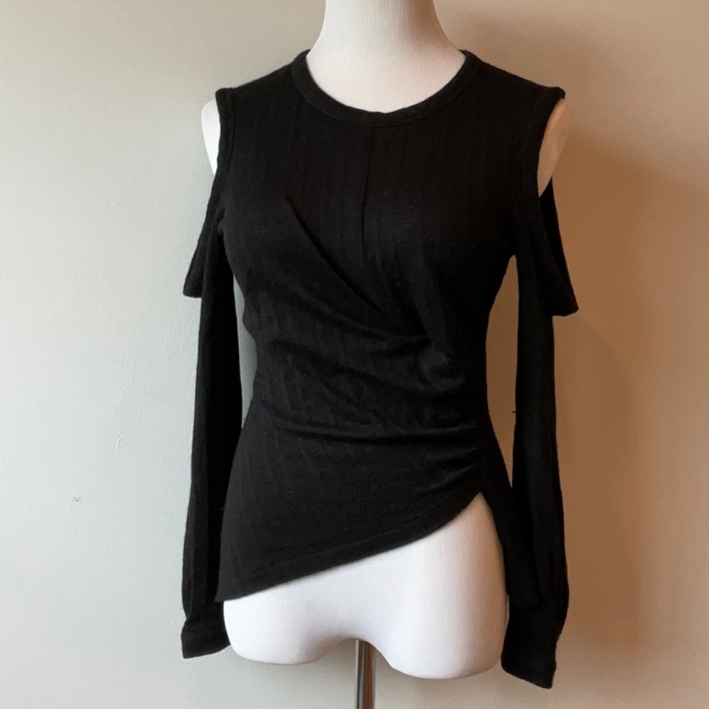 Yigal Azrouel Black Cold Shoulder Knit Top
